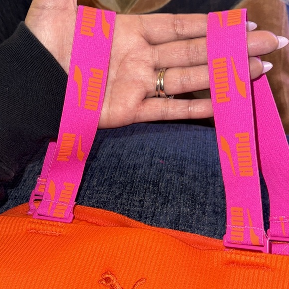 PUMA- NWT Women’s Ribbed Pink & Orange Bikini Top size S - Picture 6 of 10